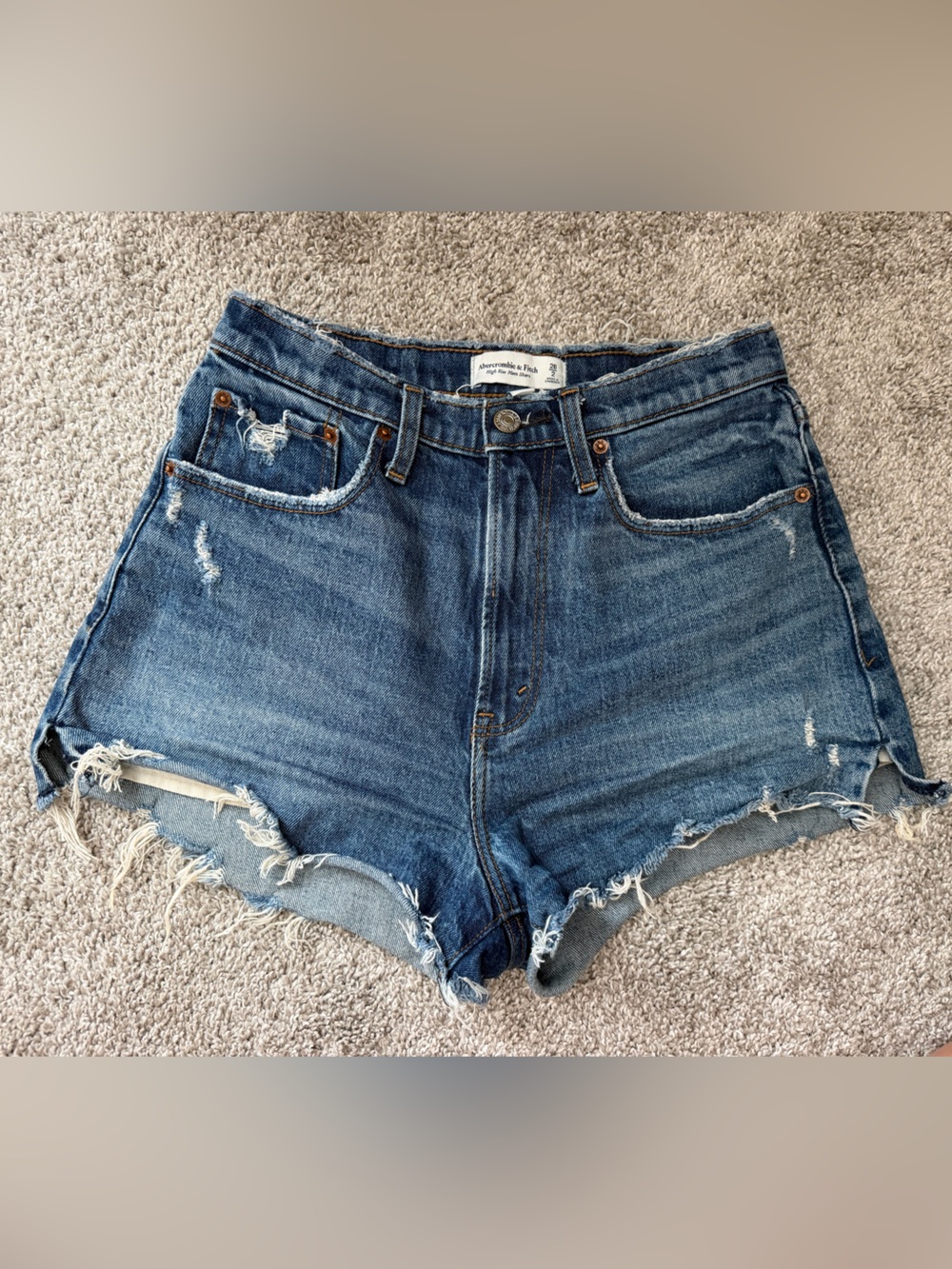 Abercrombie & Fitch Women's Blue Distressed Denim Cutoff Shorts